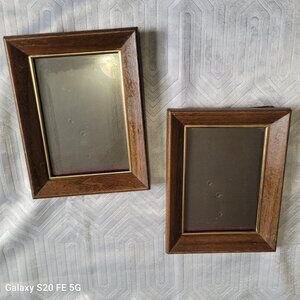 Vintage Wood Picture Photo Frames Self Standing 1970s Set of Two 2 MCM